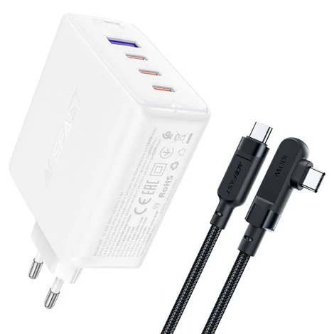 Acefast A37 Fali töltő  PD100W GAN, 4x USB, 100W (fehér)