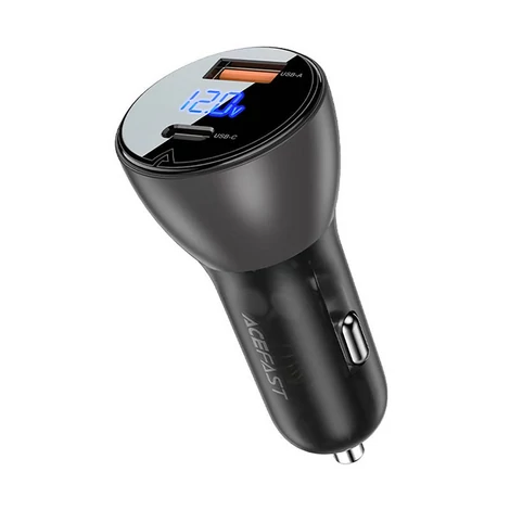 Nabíjačka do auta Acefast B6 63 W, USB + USB-C, s displejom (čierna)