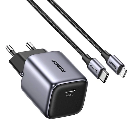UGREEN CD318 Nexode mini, USB-C, PD3.0, QC4.0, GaN, 20W nabíjačka (sivá)