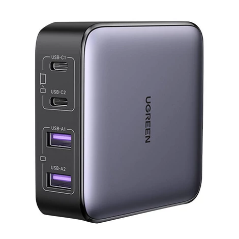 UGREEN CD327 Nexode nabíjačka, 2x USB-C, 2x USB-A, GaN, 65W (sivá)