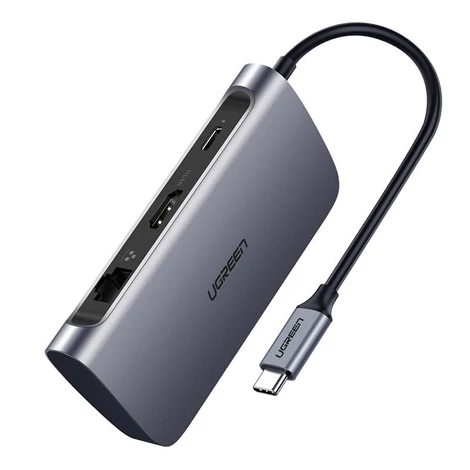 Adaptér UGREEN 7v1 CM212 USB-C PD Hub 100W, 2x USB-A 3.0, HDMI 4K/30Hz, SD/TF, RJ45