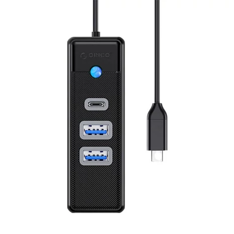 Orico Hub adaptér USB-C - 2x USB 3.0 + USB-C, 5 Gb/s, 0,15 m (čierny)