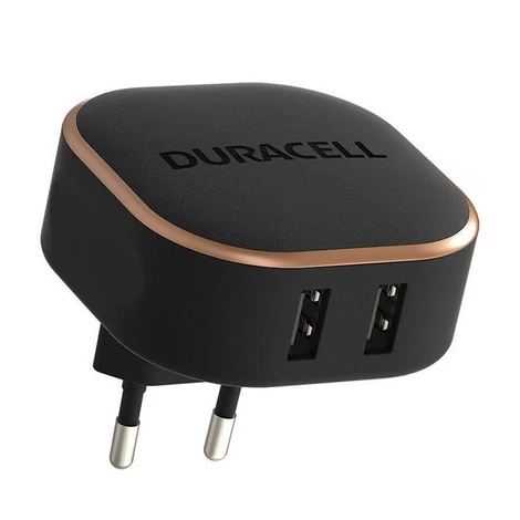 Nástenná nabíjačka Duracell 2xUSB 2,4A 24W (čierna)