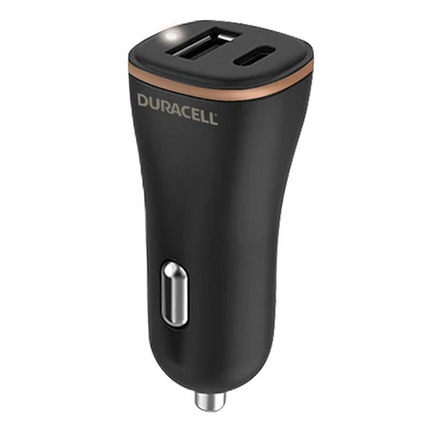 Nabíjačka do auta Duracell USB, USB-C 27W (čierna)
