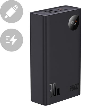 Baseus Adaman2 powerbank digitális kijelzővel 20000mAh 30W 2 x USB / 1x USB Type C Power Delivery gyorstöltés SCP, Oppo Super VOOC fekete (PPAD050101)