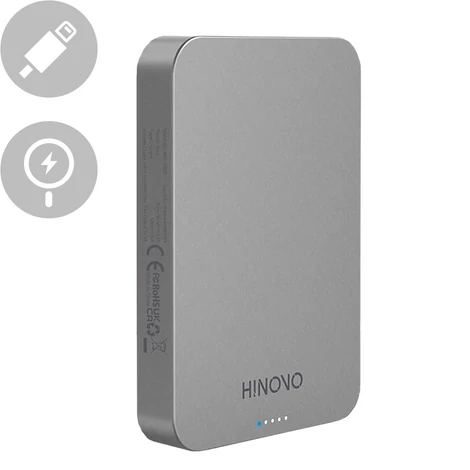 Hinovo mágneses vezeték nélküli powerbank MagSafe 10000mAh 15W szürke (MB1-10000)