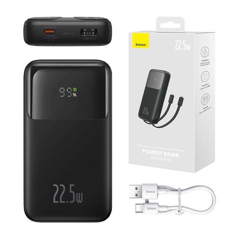 Baseus Comet Powerbank USB-ről USB-C kábelre, 10000mAh, 22.5W (fekete)