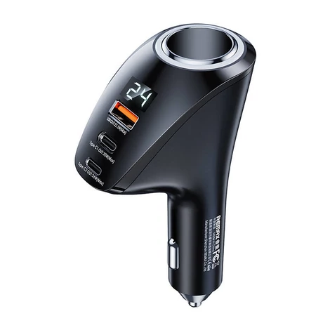 Remax RCC339 Autós töltő 2x USB-C, USB  88.5W (fekete)