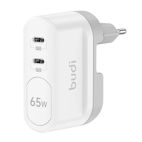 Budi 326RE Fali töltő 2x USB, 65W (fehér)
