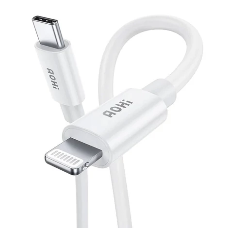 AOHI AOC-L003 USB-C Lightning kábel, 1,2 m, 3A, MFi tanúsítvánnyal (fehér)