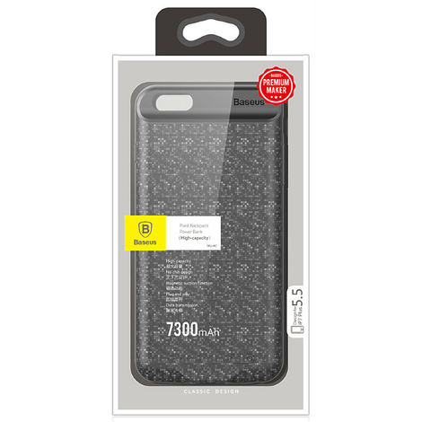 Baseus Plaid Backpack Apple iPhone 6/6S Plus Akkumulátoros Tok 7300 mAh - Fekete (ACAPIPH6SP-LBJ01)