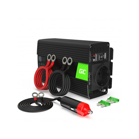 Green Cell Autós Teljesítmény Inverter 24V-ról 230V-ra feszültségátalakító (feszültség növelő) 500W/1000W