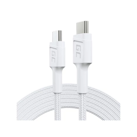 Green Cell Cable White USB-C Type C 2m PowerStream s rýchlym nabíjaním Power Delivery 60W, Ultra Charge, Quick Charge 3.0