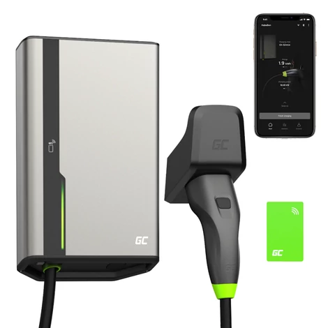Green Cell GC HabuDen Wallbox 22kW 32A 5m kábel typu 2 Smart EV nabíjacia stanica pre elektrické autá s GC aplikáciou, Bluetooth, WiFi a NFC