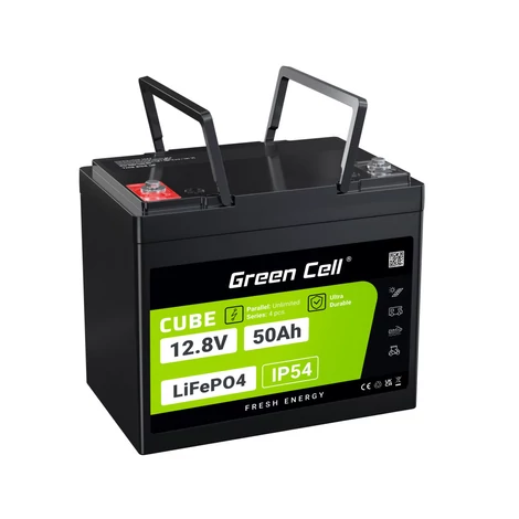 Green Cell CUBE LiFePO4 50Ah 12,8V 640Wh lítium-železofosfátová batéria pre UPS, Karavan, Golfový vozík, Veterná elektráreň, Foodtruck