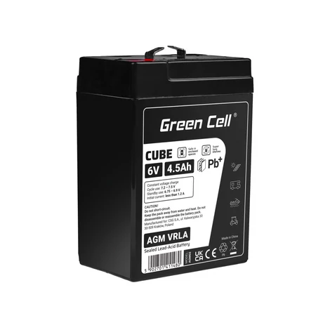 Green Cell CUBE AGM akkumulátor IP54 6V 4,5Ah VRLA Gél deep cycle mélyciklikus, robogó, kasza, csónak, traktor