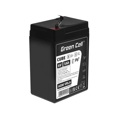 Green Cell CUBE AGM akkumulátor IP54 6V 5Ah VRLA Gél deep cycle mélyciklikus, robogó, kasza, csónak, traktor