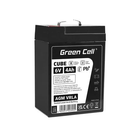 Green Cell CUBE AGM akkumulátor IP54 6V 4Ah VRLA Gél deep cycle mélyciklikus, robogó, kasza, csónak, traktor