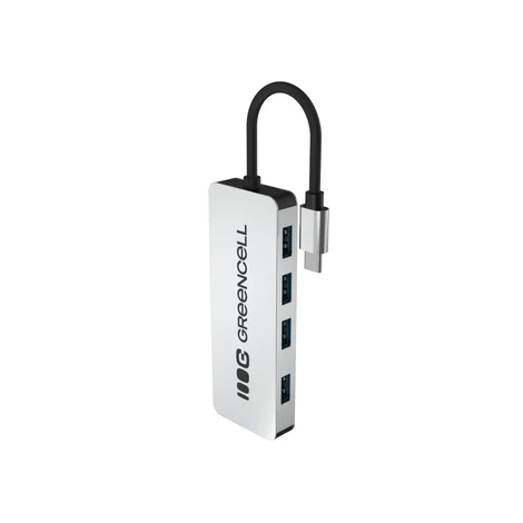 Green Cell Adaptér Basic HUB USB-C 4v1 (4×USB-A 3.0) – rýchly prenos až do 5 Gb/s, hliníkové puzdro