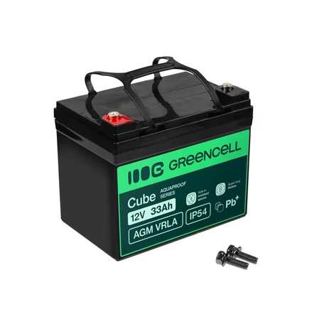 Green Cell Cube AGM VRLA IP54 12V 33Ah bezúdržbová batéria pre kosačky, skútre, člny a invalidné vozíky