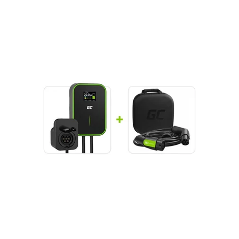 Sada Wallbox GC EV PowerBox 22kW RFID + zelený kábel GC EV typ 2 3,6kW 5m