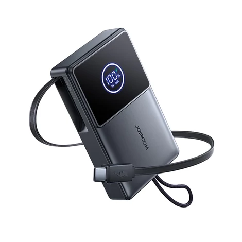 Joyroom JR-PR1 10000mAh 22.5W Powerbank s vstavaným zasúvacím USB-C káblom - Čierna