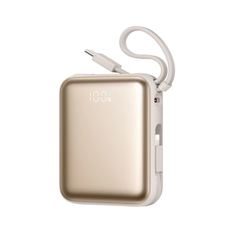 Joyroom JR-PBF27 22,5W 10000mAh Powerbank s dvoma vstavanými káblami - Zlatá