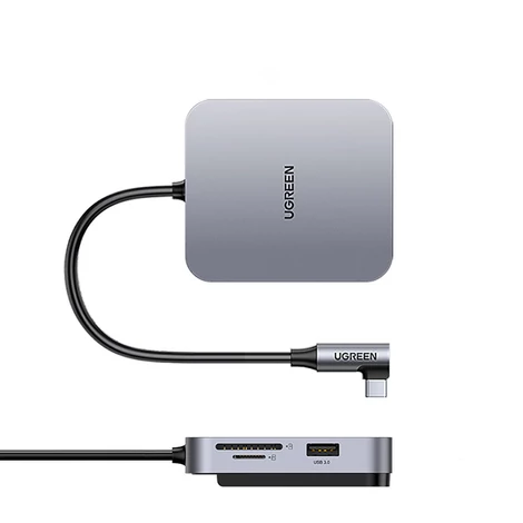 UGREEN 60377 Rozbočovač USB-C, adaptér 5 v 1, 3x USB, SD/TF (sivý)