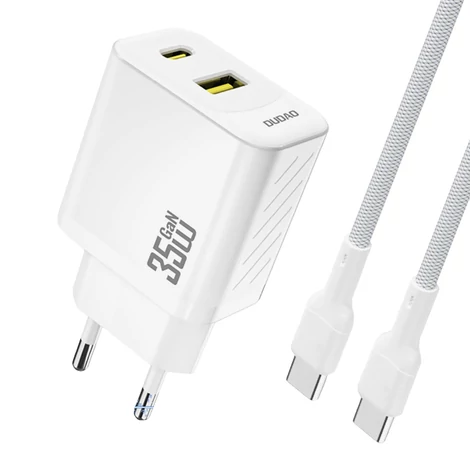 Dudao A27 MaxC 35W GaN Nástenná Nabíjačka + USB-C Kábel - Biela