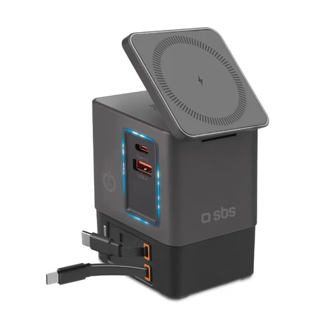 SBS Power Dock 6-v-1 s MagSafe, stojanom a USB-C káblami 65W – Čierna