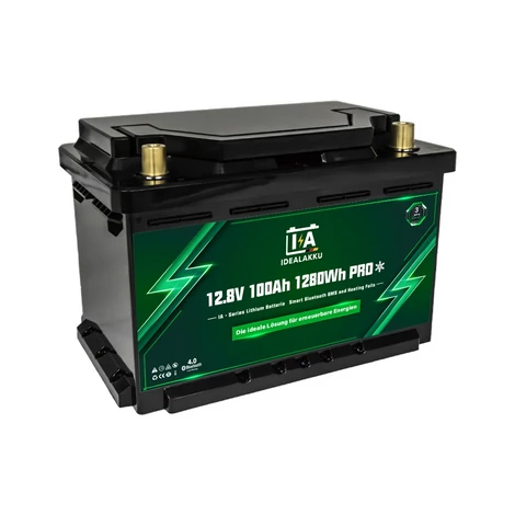 Idealakku IA sorozatú LiFePO4 akkumulátor 12V 100Ah MINI PRO lakóautó ülés alatti akkumulátor intelligens BMS-sel, Bluetooth-tal és fűtéssel