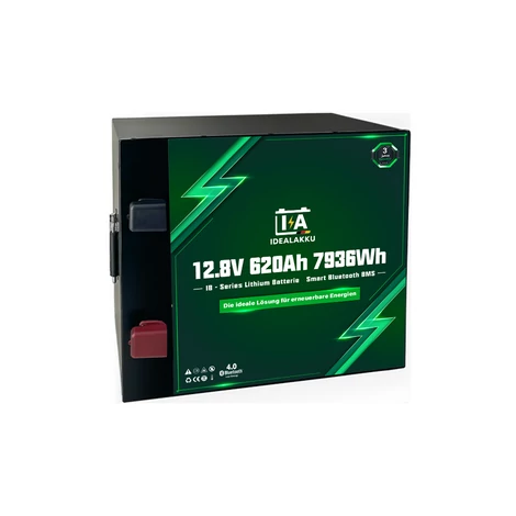 Idealakku IB sorozatú LiFePO4 akkumulátor 12V 620Ah intelligens BMS-sel és Bluetooth-tal