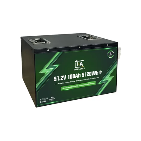 Idealakku IB sorozatú LiFePO4 akkumulátor 48V 100Ah intelligens BMS-sel, Bluetooth-tal és fűtéssel