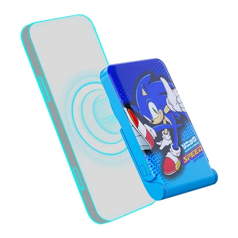 OTL Magnetická powerbanka 5000 mAh, USB-C 15W, Sonic The Hedgehog s držiakom (modrá)