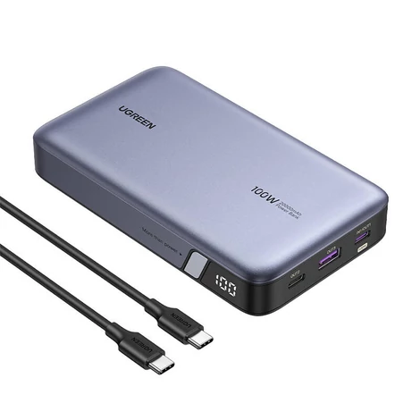 UGREEN PB720 Power Bank 20000mAh, USB + 2x USB-C, 100W PD (Sivá)