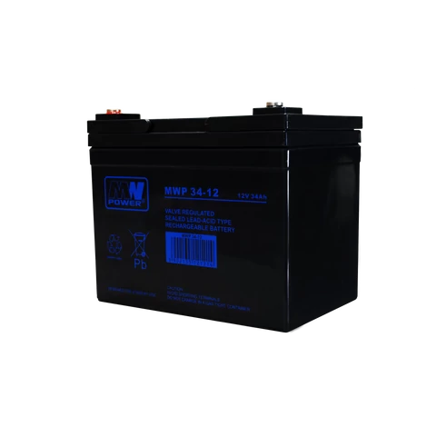 MPLPower AGM akkumulátor VRLA MWP 12V 34Ah (197/131/170mm) Hosszú Élettartam, M5