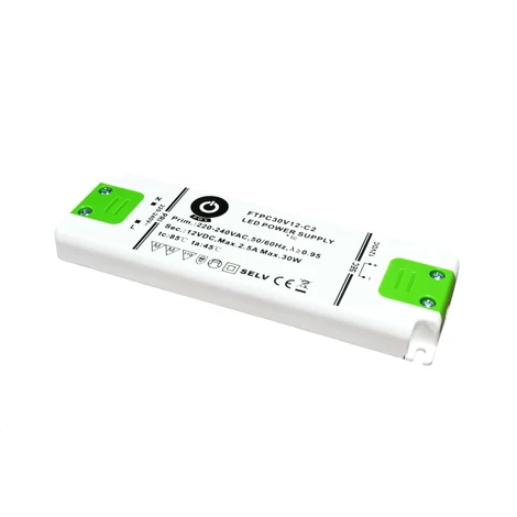 Napájací zdroj POS FTPC30V24-C2, ovládač POS LED 24V/1,25A CV, kompaktné plastové puzdro, ultratenký 154 x 50 x 14 mm