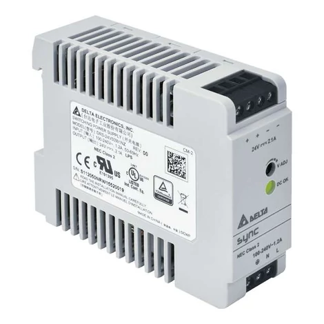 Tápegység DELTA DRS-24V50W1NR, Delta DIN sínre szerelhető 24V/2.1A, SYNC, NEC 2. osztály, relével