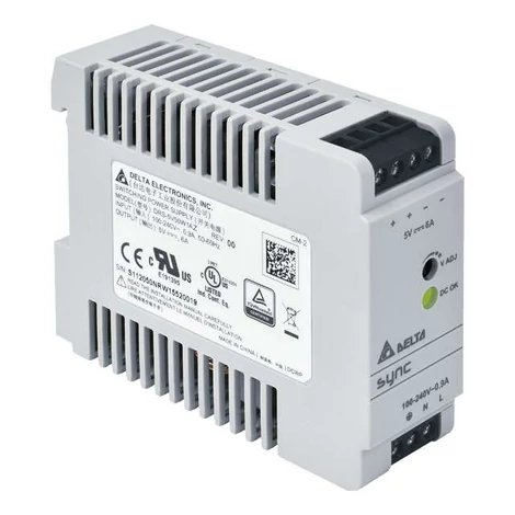 Napájací zdroj DELTA DRS-5V50W1AR, montáž na DIN lištu Delta 5V/6A, SYNC, s relé