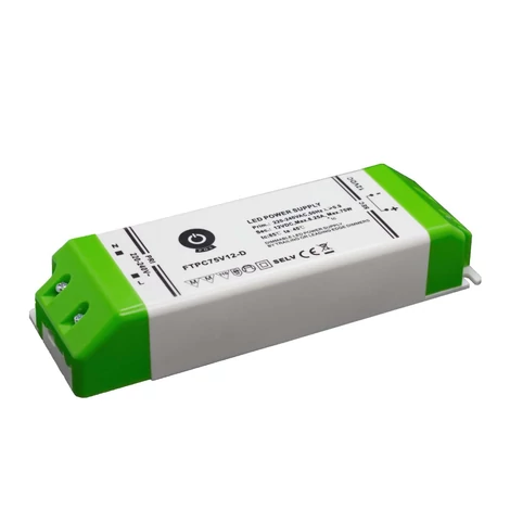 Napájací zdroj POS FTPC75V12-D, ovládač POS LED 12V/6,25A CV, plastové puzdro, TRIAC/ELV AC DIMMING