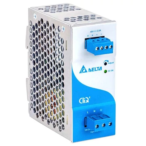 Napájací zdroj DELTA DRP048V120W1BN, montáž na DIN lištu Delta 48V/2,5A, CLIQ II, vysoká účinnosť