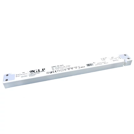 GLP GTPC-75-12-S, napájací zdroj GLP: 12V/6,25A, CV, plastové puzdro, tenký