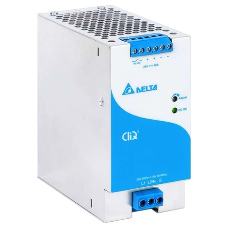 Tápegység DELTA DRP-24V240W2BN, Delta DIN sínre szerelhető 24V/10A, CLIQ II, Nagy hatásfok, Uin=180-550VAC