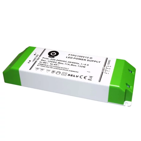Napájací zdroj POS FTPC150V12-D, ovládač POS LED 12V/11A 48-132W CV, plastové puzdro, stmievanie TRIAC/ELV AC