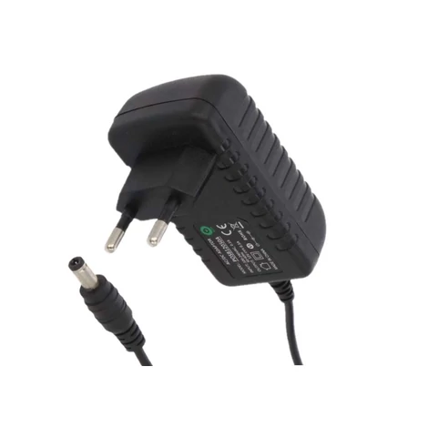 Napájací zdroj POS POSB12050A, impulzný 12V/0,5A/6W, horizontálny adaptér, AC:CEE7/16. Napätie DC: 2,1/5,5 (+)