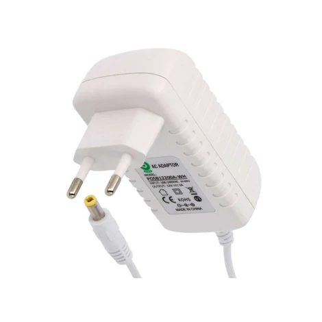 Napájací zdroj POS POSB12200A-WH-2555, impulzný 12V/2A/24W, horizontálny adaptér, AC:CEE7/16. Napätie DC: 2,5/5,5 (+)