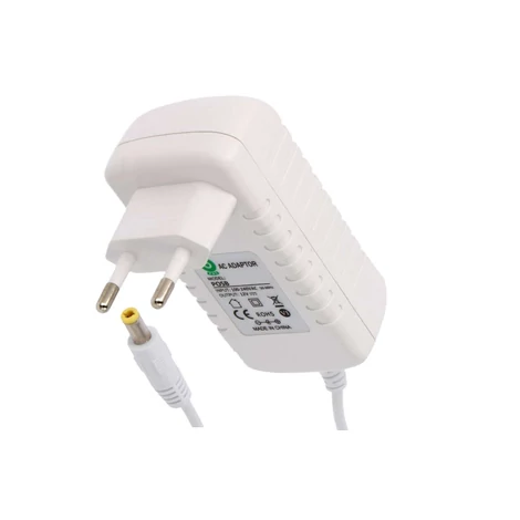Napájací zdroj POS POSB12250A-WH, pulzný 12V/2,5A/30W, horizontálny adaptér, AC:CEE7/16. Napätie: DC: 2,1/5,5 (+)
