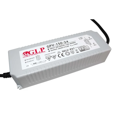 GLP GPV-150-24, GLP tápegység GPV sorozat 24V/6A, CV, nem PFC, IP67 műanyag ház