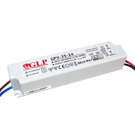 GLP GPV-35-24, GLP tápegység GPV sorozat 24V/1.5A, CV, nem PFC, IP67 műanyag ház