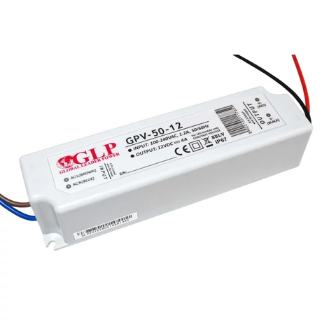 GLP GPV-50-12, GLP tápegység GPV sorozat 12V/4A, CV, IP67 műanyag ház
